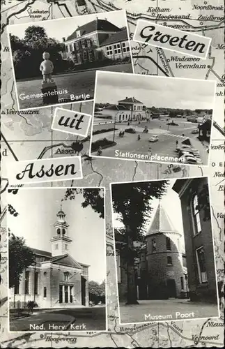 Assen Gemeentehuis Stationsemplacement Kerk Museum Poort x