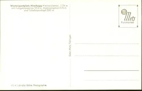 wu81617 Hirschegg Kleinwalsertal Vorarlberg Hirschegg Kleinwalsertal Kuhgehrenspitze Hammerspitze Schafalpkoepfen * Kategorie. Mittelberg Alte Ansichtskarten