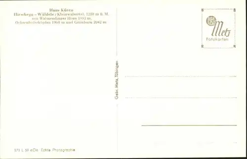 wu81677 Hirschegg Kleinwalsertal Vorarlberg Hirschegg Kleinwalsertal Haus Kueren * Kategorie. Mittelberg Alte Ansichtskarten