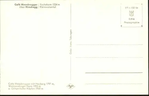 wu82066 Hirschegg Kleinwalsertal Vorarlberg Hirschegg Kleinwalsertal Cafe Moosbrugger * Kategorie. Mittelberg Alte Ansichtskarten
