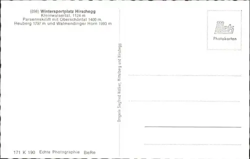 wu82110 Hirschegg Kleinwalsertal Vorarlberg Hirschegg Kleinwalsertal Parsenneskilift Heuberg Walmendinger Horn * Kategorie. Mittelberg Alte Ansichtskarten