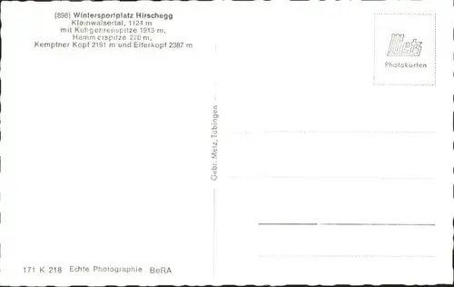 wu82137 Hirschegg Kleinwalsertal Vorarlberg Hirschegg Kleinwalsertal Kuhgehrenspitze Hammerspitze * Kategorie. Mittelberg Alte Ansichtskarten