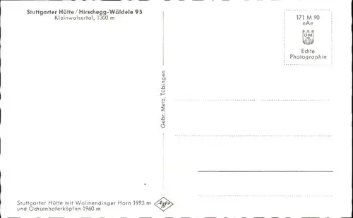 wu82161 Hirschegg Kleinwalsertal Vorarlberg Hirschegg Kleinwalsertal Stuttgarter Huette * Kategorie. Mittelberg Alte Ansichtskarten