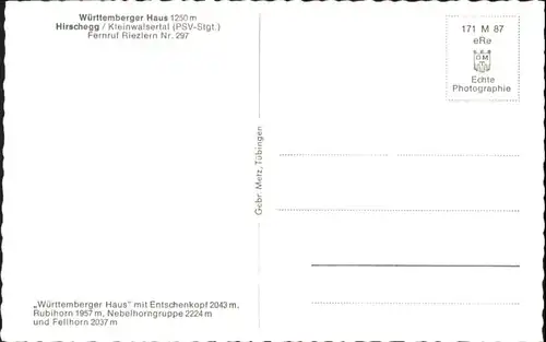 wu82164 Hirschegg Kleinwalsertal Vorarlberg Hirschegg Kleinwalsertal Wuerttemberger Haus * Kategorie. Mittelberg Alte Ansichtskarten