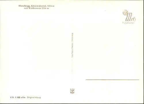 wu82202 Hirschegg Kleinwalsertal Vorarlberg Hirschegg Kleinwalsertal Widderstein * Kategorie. Mittelberg Alte Ansichtskarten