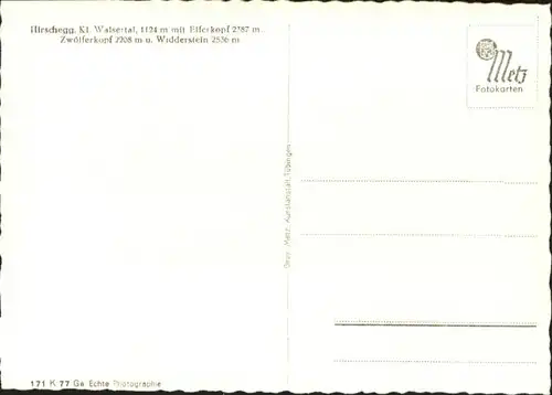 wu82206 Hirschegg Kleinwalsertal Vorarlberg Hirschegg Kleinwalsertal Zwoelferkopf Widderstein * Kategorie. Mittelberg Alte Ansichtskarten