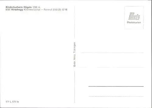 wu82215 Hirschegg Kleinwalsertal Vorarlberg Hirschegg Kleinwalsertal Kinderkurheim Haegele * Kategorie. Mittelberg Alte Ansichtskarten