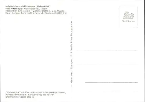 wu82443 Hirschegg Kleinwalsertal Vorarlberg Hirschegg Kleinwalsertal Imbissstube Gaestehaus Walserblick * Kategorie. Mittelberg Alte Ansichtskarten