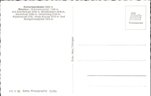 Riezlern Kleinwalsertal Riezlern Kleinwalsertal Kanzelwandbahn Zwoelferkopf Widderstein Baerenkopf Heiterberg Kuhgehrenspitze *