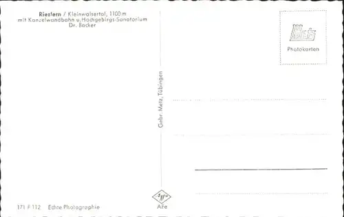 Riezlern Kleinwalsertal Riezlern Kleinwalsertal Kanzelwandbahn Sanatorium Dr. Backer *