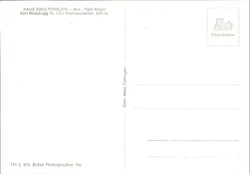 wu82976 Hirschegg Kleinwalsertal Vorarlberg Hirschegg Kleinwalsertal Haus Zwoelferblick * Kategorie. Mittelberg Alte Ansichtskarten