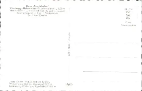 wu82987 Hirschegg Kleinwalsertal Vorarlberg Hirschegg Kleinwalsertal Nebenwasser Haus Bergfrieden * Kategorie. Mittelberg Alte Ansichtskarten