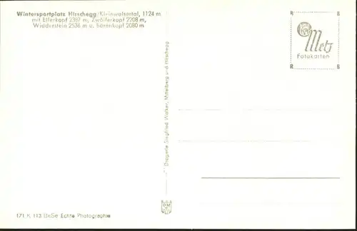 wu84061 Hirschegg Kleinwalsertal Vorarlberg Hirschegg Kleinwalsertal  * Kategorie. Mittelberg Alte Ansichtskarten