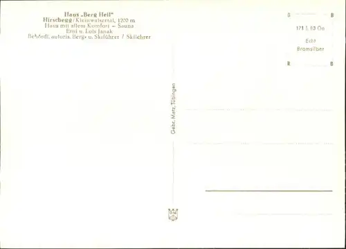 wu84065 Hirschegg Kleinwalsertal Vorarlberg Hirschegg Kleinwalsertal Haus Berg Heil * Kategorie. Mittelberg Alte Ansichtskarten