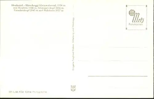 wu84068 Hirschegg Kleinwalsertal Vorarlberg Hirschegg Kleinwalsertal Ifenhotel * Kategorie. Mittelberg Alte Ansichtskarten