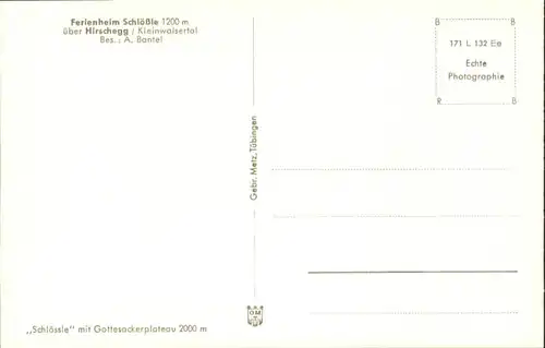 wu84076 Hirschegg Kleinwalsertal Vorarlberg Hirschegg Kleinwalsertal Ferienheim Schloessle * Kategorie. Mittelberg Alte Ansichtskarten