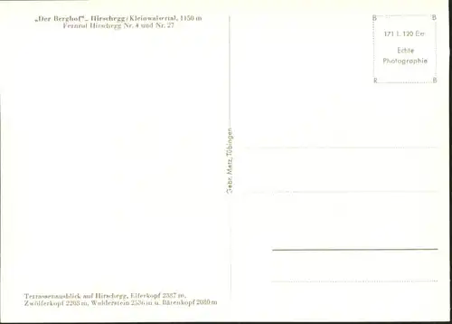 wu84079 Hirschegg Kleinwalsertal Vorarlberg Hirschegg Kleinwalsertal Der Berghof * Kategorie. Mittelberg Alte Ansichtskarten