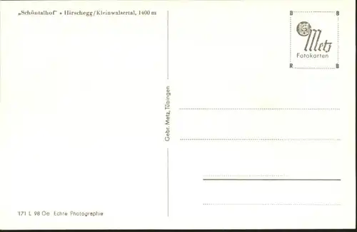 wu84081 Hirschegg Kleinwalsertal Vorarlberg Hirschegg Kleinwalsertal Schoentalhof * Kategorie. Mittelberg Alte Ansichtskarten