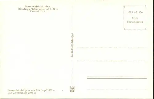 wu84095 Hirschegg Kleinwalsertal Vorarlberg Hirschegg Kleinwalsertal Sonnenbichl-Alpina * Kategorie. Mittelberg Alte Ansichtskarten