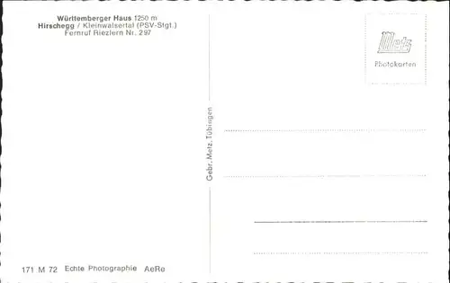 wu84103 Hirschegg Kleinwalsertal Vorarlberg Hirschegg Kleinwalsertal Wuerttemberger Haus * Kategorie. Mittelberg Alte Ansichtskarten