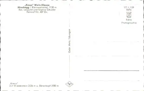 wu84146 Hirschegg Kleinwalsertal Vorarlberg Hirschegg Kleinwalsertal Wein-Klause Kreuz * Kategorie. Mittelberg Alte Ansichtskarten