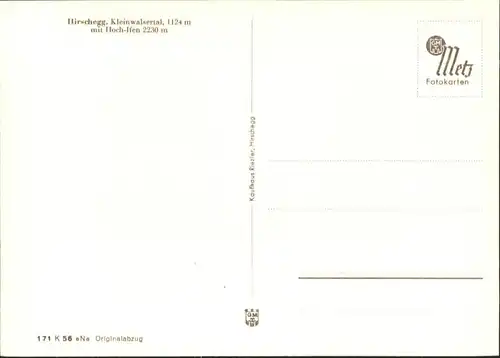 wu84156 Hirschegg Kleinwalsertal Vorarlberg Hirschegg Kleinwalsertal  * Kategorie. Mittelberg Alte Ansichtskarten