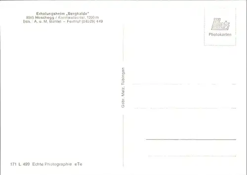 wu84168 Hirschegg Kleinwalsertal Vorarlberg Hirschegg Kleinwalsertal Erholungsheim Berghalde * Kategorie. Mittelberg Alte Ansichtskarten