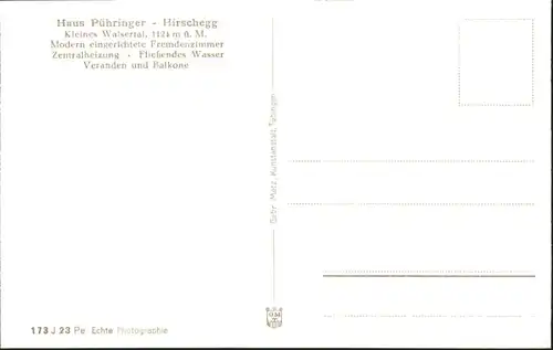 wu84177 Hirschegg Kleinwalsertal Vorarlberg Hirschegg Kleinwalsertal Haus Puehringer Baeckerei * Kategorie. Mittelberg Alte Ansichtskarten