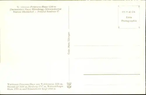 wu84212 Hirschegg Kleinwalsertal Vorarlberg Hirschegg Kleinwalsertal Waldemar-Petersen-Haus Darmstaedter Haus * Kategorie. Mittelberg Alte Ansichtskarten