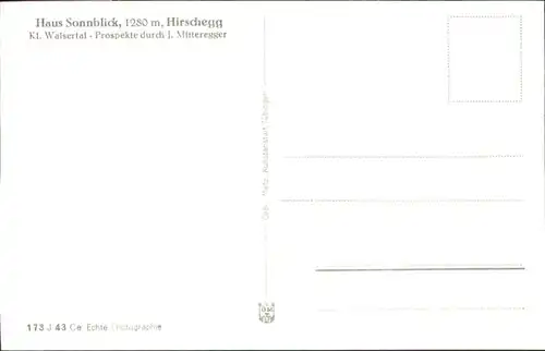 wu84229 Hirschegg Kleinwalsertal Vorarlberg Hirschegg Kleinwalsertal Haus Sonnblick * Kategorie. Mittelberg Alte Ansichtskarten