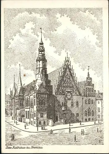 wu84999 Breslau Niederschlesien Breslau Rathaus  x Kategorie. Wroclaw Alte Ansichtskarten