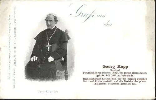 wu85655 Breslau Niederschlesien Breslau Kardinal Georg Kopp Fuerstbischof * Kategorie. Wroclaw Alte Ansichtskarten