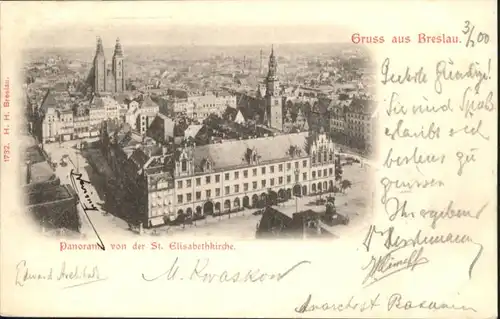 wu86806 Breslau Niederschlesien Breslau von der St Elisabeth Kirche  x Kategorie. Wroclaw Alte Ansichtskarten