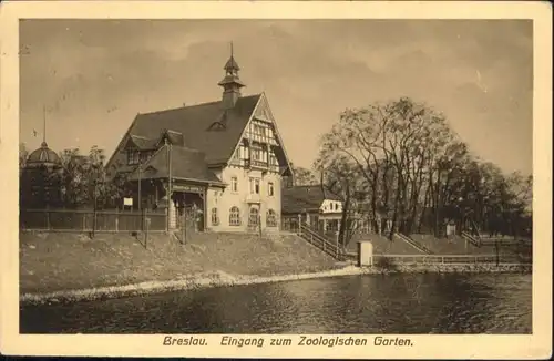 wu86807 Breslau Niederschlesien Breslau Eigang Zoolagischen Garten x Kategorie. Wroclaw Alte Ansichtskarten