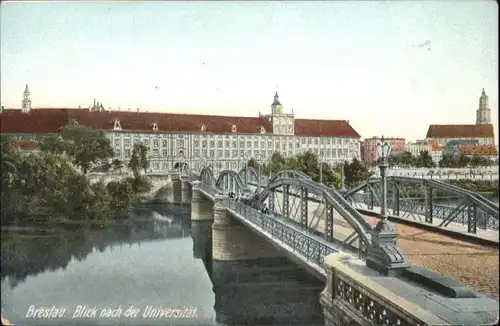 wu87518 Breslau Niederschlesien Breslau Universitaet Bruecke * Kategorie. Wroclaw Alte Ansichtskarten