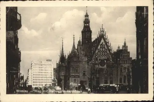 wu87550 Breslau Niederschlesien Breslau Rathaus Hochhaus x Kategorie. Wroclaw Alte Ansichtskarten