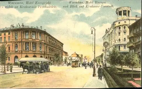 Warszawa Warschau Hotel Europa Krakauer Vorstadt Strassenbahn  *