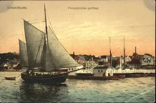 Sonderburg Pontonbruecke Segelschiff *