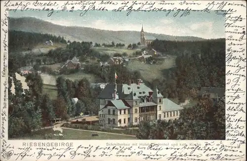 Schreiberhau Riesengebirge Hotel Lindenhof Kirche x