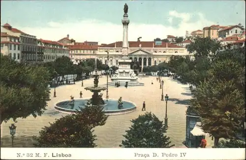 Lisboa Lissabon Praca D Pedro Brunnen *