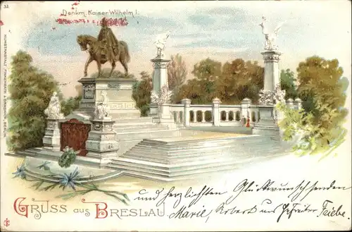 wx34133 Breslau Niederschlesien Breslau Denkmal Kaiser Wilhelm I x Kategorie. Wroclaw Alte Ansichtskarten