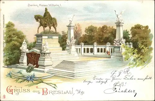 wx34134 Breslau Niederschlesien Breslau Denkmal Kaiser Wilhelm I x Kategorie. Wroclaw Alte Ansichtskarten