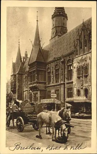 wx34444 Breslau Niederschlesien Breslau Rathaus Pferd Wagen * Kategorie. Wroclaw Alte Ansichtskarten