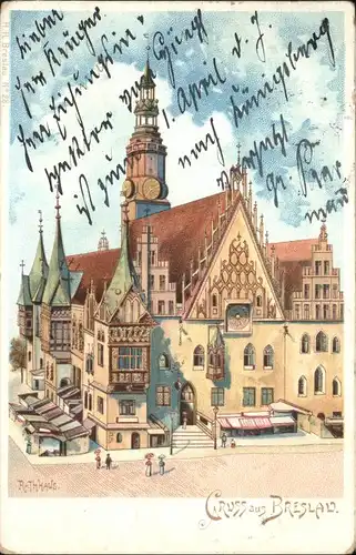 wx38045 Breslau Niederschlesien Breslau Rathaus  x Kategorie. Wroclaw Alte Ansichtskarten