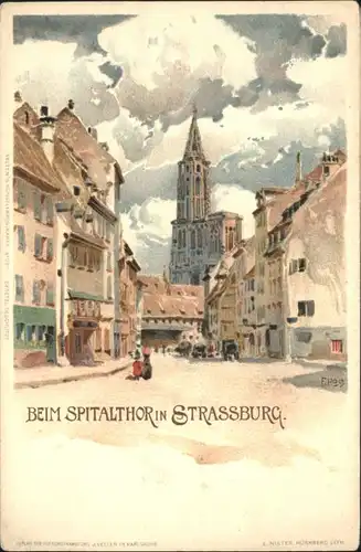 Strasbourg Alsace Strassburg Spitalthor Kuenstler F. Hoch *