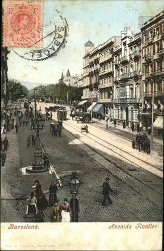 Barcelona Avenida Fivaller Strassenbahn Kutsche