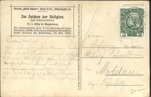 Wien Oesterreich Tilly in Magdeburg 1631 Kuenstlerpostkarte