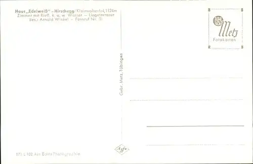 wx57728 Hirschegg Kleinwalsertal Vorarlberg Haus Edelweiss Kategorie. Mittelberg Alte Ansichtskarten