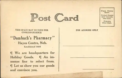 Nebraska Dambachs Pharmacy Hayes Centre Kat. Nebraska