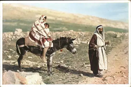 Aegypten Esel Kind Frau und Mann